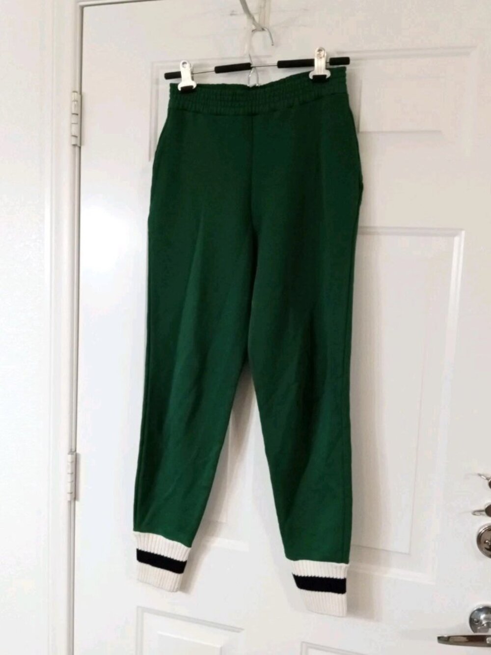 ZARA Green High Waisted Jogger Sweatpants with Knit Cuffed Hem size Small